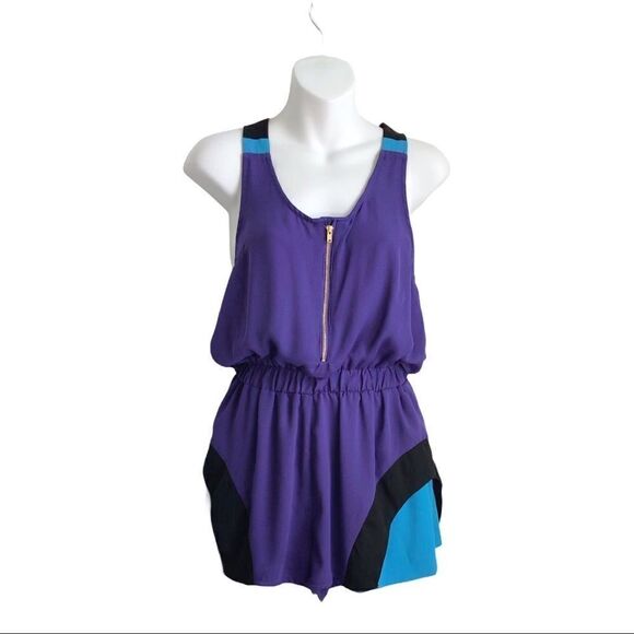 Nicki Minaj Color Block Romper Small Blue Purple - Picture 2 of 14